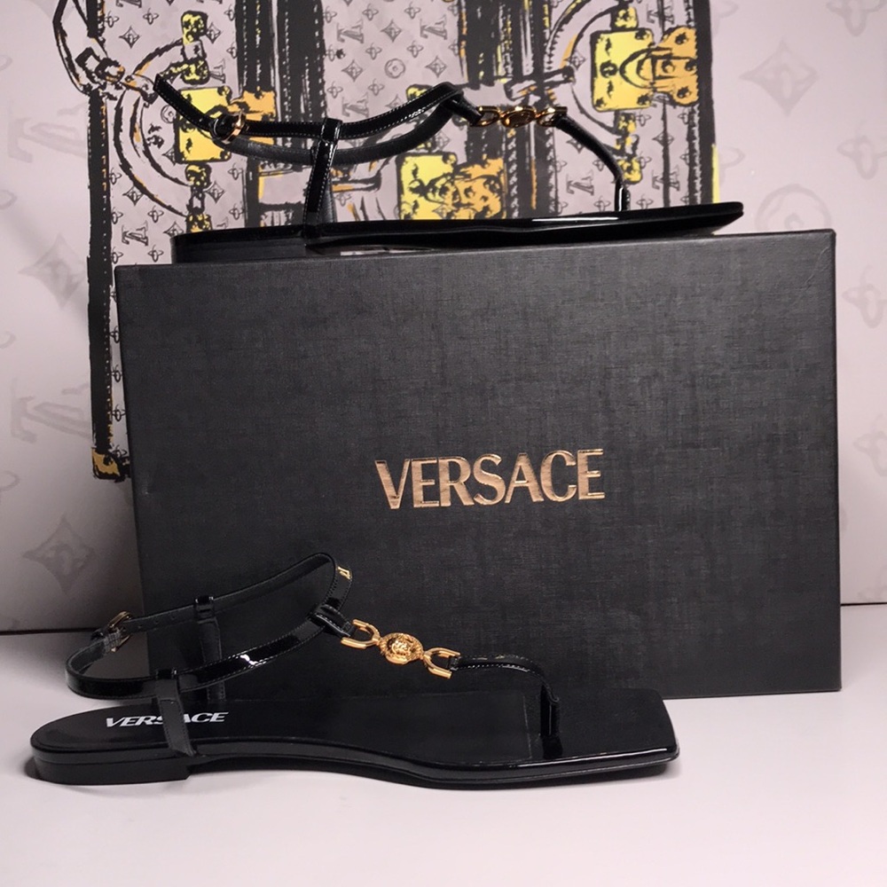 New Authentic Versace Women's Black Sandals - Picture 11 of 13